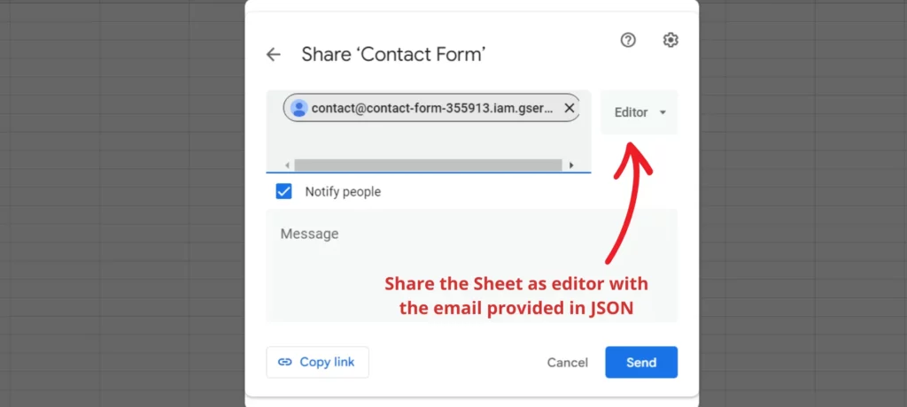 Sharing the spreadsheet with the service account