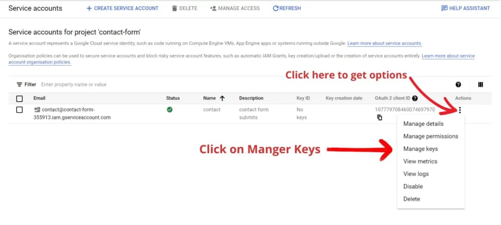 Managing service account keys